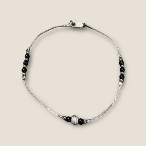 Sterling and Black Beaded Ankle/ Bracet